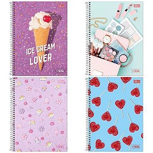 Caderno Universitario capa dura 16 Materias Vibe Feminino 256 folhas Tilibra