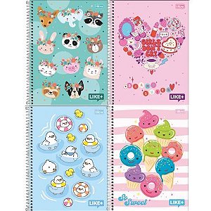 Caderno Universitario capa dura 12 Materias Like+ Feminino 240 folhas Tilibra