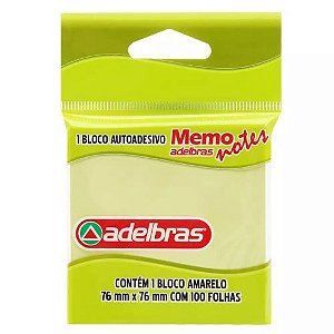 Memo Note 970 Amarelo 76 X 76mm  com 100 folhas Adelbras