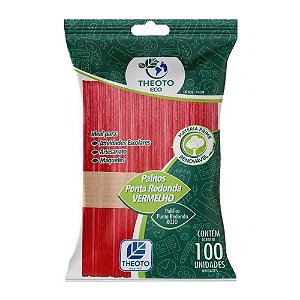 Palito Redondo Vermelho Pct c/100 Theoto