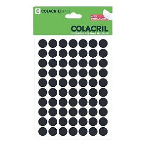 ETIQUETA 6021PR REDONDA C/ 70 ETIQUETAS PRETA 13MM COLACRIL