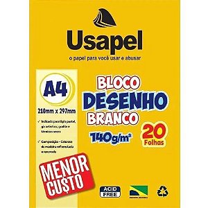 Caderno de Desenho A4 Branco 120g 20fls Usapel