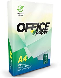 Resma de Papel A4 75g 500 folhas Branco Caixa com 10 unds Office Paper