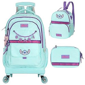 Kit Mochila c/ Rodas + Lanch + Estojo Mc50082sc-pt Turquesa Luxcel