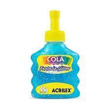 COLA FANTASIA GLITTER 95G AZUL ACRILEX AZUL