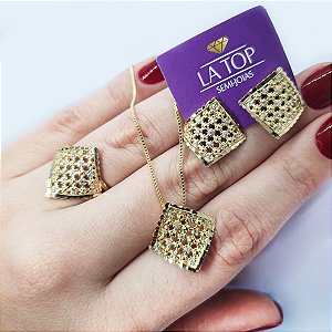 Combo Anel Colar e Brinco Cod 110