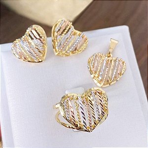 Brinco Coração banhado a outro 18k Cod 306