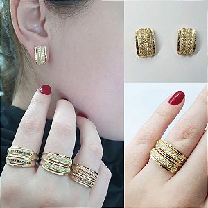 Combo Anel Colar e Brinco Cod 218