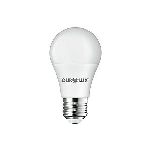Lâmpada Superled Ouro 9W dimerizável 2700K bivolt branco quente.