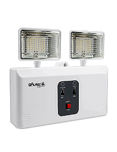 Luminária de emergência 20W 2 faróis led 2400lm 6500k branco frio bivolt.