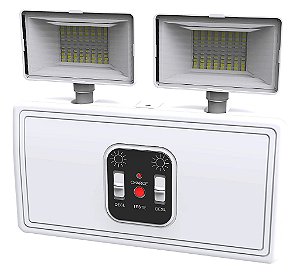 Luminária de emergência 5W 2 faróis led 600lm 6500k branco frio bivolt.