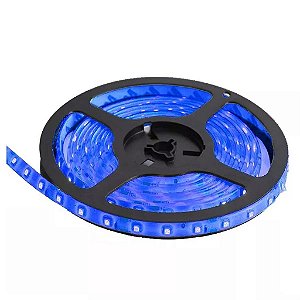 Fita led 5050 rolo 5m 300 leds azul IP65 a prova d'água.