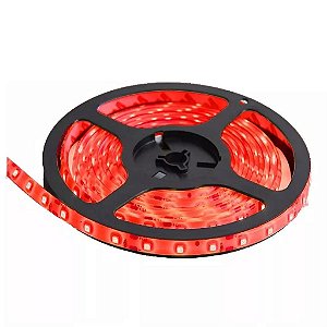 Fita led 5050 rolo 5m 300 leds vermelho IP65 a prova d'água.