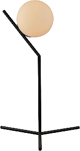 Luminária de mesa Pérola 48X28cm aço e vidro preto fosco.
