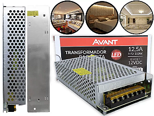Transformador Eletrônico 12Vdc 12,5A 150W 16,5X9,7cm bivolt.