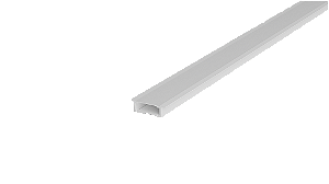 Perfil sobrepor para fita led 200X1,7X1,5cm alumínio branco fosco e policarbonato.