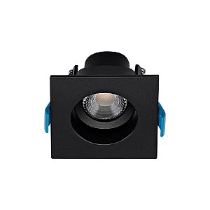 Plafon de embutir LED Easy recuado quadrado 38° 3000K 3w bivolt 7,5X7,5X5,4cm ABS preto.