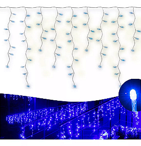 Cascata De Natal 200 LEDS Azul Fixa tomada macho / fêmea 5,00m 127V.