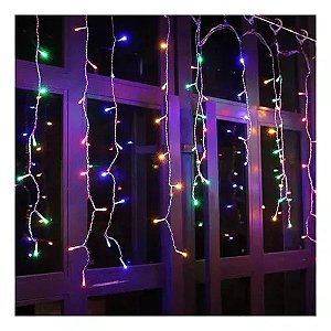 Cascata com 150 LEDs Colorido 8 funções 3 metros 220V.