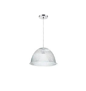 Luminária prismática pendente 16 polegadas cabo PP Incolor E-27.