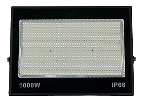 Refletor LED compacto 1000W preto SMD 6500K branco frio IP67 bivolt.