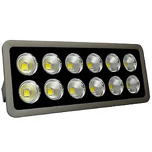 Refletor holofote LED Ultra COB cinza 600W 3000K branco quente IP66.