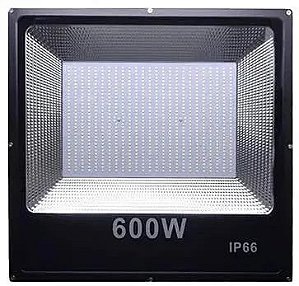 Refletor LED 600W Preto SMD 6500K branco frio IP67.