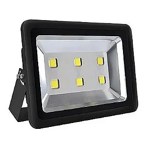Refletor holofote LED COB 300w preto 3000K branco quente IP66.