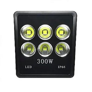 Refletor holofote LED super COB 300w preto 6500K branco frio IP66.