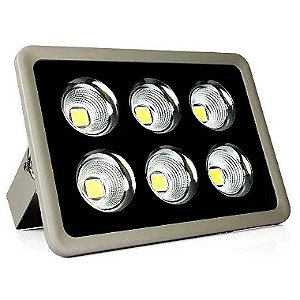 Refletor holofote LED Ultra COB cinza 300w 3000K branco quente IP66.