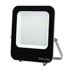 Refletor Pro LED 200W 6500K preto SMD IP66 bivolt.