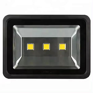 Refletor Preto LED COB 150W 3000K branco quente IP66 bivolt.
