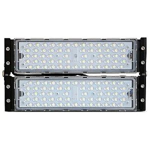 Refletor Industrial holofote modular LED 100W 3000K branco quente IP67.
