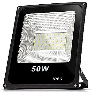 Refletor LED 50W 3000K preto SMD IP66 bivolt.