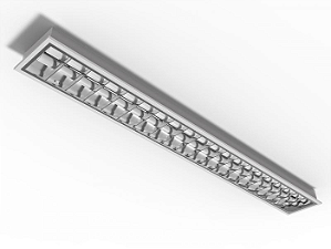 Luminária de embutir alto rendimento slim com aletas parabólicas duplas para 2 lâmpadas 18/20W 120cm.