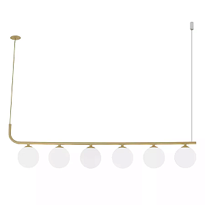 Pendente com 6 globos Moon 15x118x12cm Aluminio Dourado e Vidro.