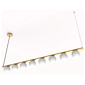 Pendente com 8 globos Moon 15x15,5x12cm Aluminio dourado e Vidro.