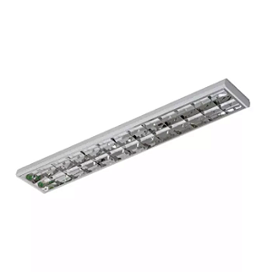 Luminária de Sobrepor Comercial Retangular Refletor + Aletas 63x18,6x4,7cm Alumínio Inox.