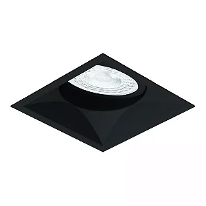 Embutido Microborda preto fosco Nya Quadrado Facho Orientável Dicroica PAR16 7,4x7,4x8,8cm Alumínio.