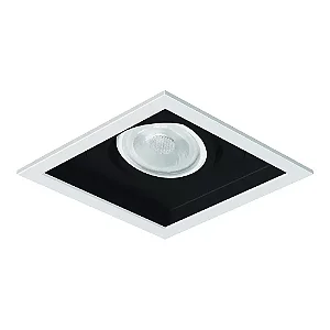 Embutido borda fina branco e preto fosco Sura Quadrado PAR20 14,5x14,5x12,7cm Alumínio.