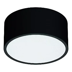 Plafon preto fosco de Sobrepor Ideia Redondo Ø19x9cm Alumínio.