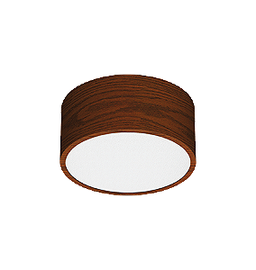 Plafon amadeirado de Sobrepor Ideia Redondo Ø19x9cm Alumínio.