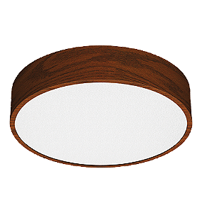 Plafon de Sobrepor Amadeirado Ideia Redondo P/ 4 lâmpadas E-27 Ø28x9cm Alumínio.
