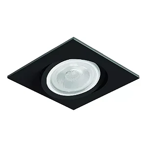 Spot de Embutir Nuru Quadrado Facho Orientável PAR20 10,7x10,7x11cm Alumínio Preto Acetinado.