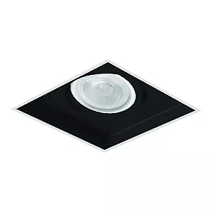 Spot de Embutir Preto Fosco Sura No Frame Quadrado PAR20 13x13x13cm Alumínio.
