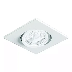 Spot de Embutir Branco Fosco Nuru Quadrado Facho Orientável Dicroica PAR16 8,6x8,6x6,7cm Alumínio.