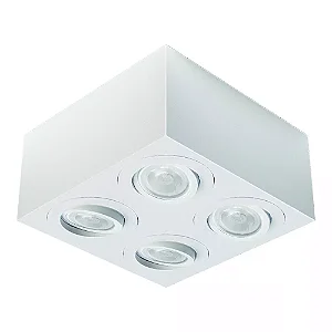 Spot de Sobrepor Branco Fosco Sura Face Plana Quadrado PAR20 12,3x25,1x25,1cm Alumínio.