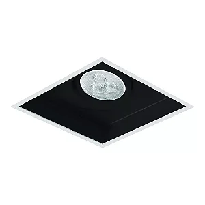 Spot de Embutir Preto e Branco Fosco Sura No Frame Quadrado Mini Dicroica 9x9x7,6cm Alumínio.