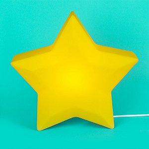 Luminária Estrela 32,5x32,5x10cm Polietileno Amarelo.