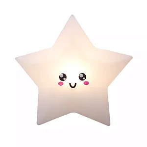 Luminária Estrela Kawaii 32,5x32,5x10cm Polietileno Branco.